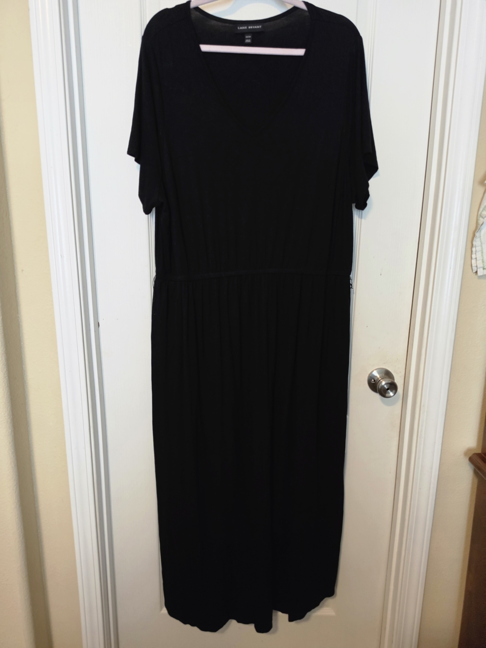 Lane Bryant Black V-Neck Short Sleeve Maxi Dress